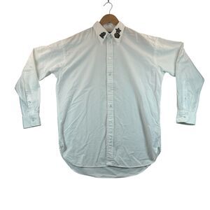 Polo Ralph Lauren Boyfriend Fit Shirt Womens 8 White Collar Patches Button Up